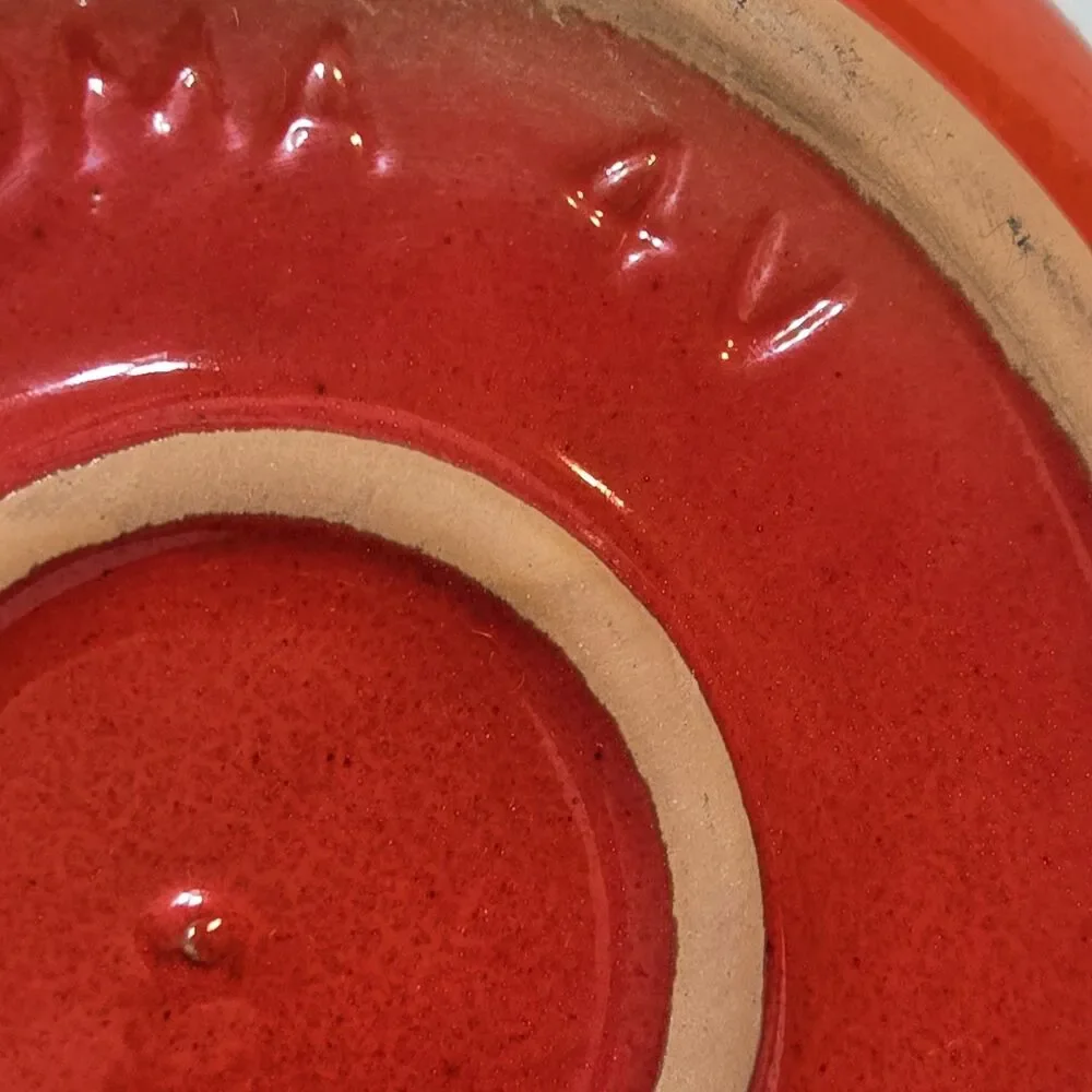 Vintage ~ FRANKOMA ~ 4V Bean Pot Ceramic Casserole Dish ~‎ Red rustic MCM